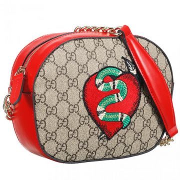 Gucci Female Limited Edition Red Leather Design Snake Pattern Mini Canvas GG Chain Bag Replica