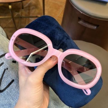 Best Selling Oversize Pink Frame GUCCI Decorated Brown Lens Plastic Temples - Faux Gucci Stylish Female Eyewear Online Shop