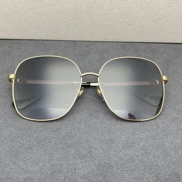 Replica Gucci Square Metal Frame Black Resin Lens Addable Chain Golden Legs Decorated GG Detail & Black Tip Neutral Sunglasses