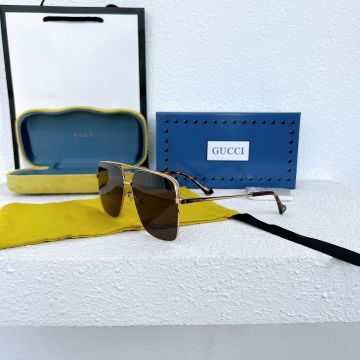  Gucci GG1099SA Aviator Frame Web Enamel Detail Dark Brown Lens Metal Legs Unisex Sunglasses Hot Selling