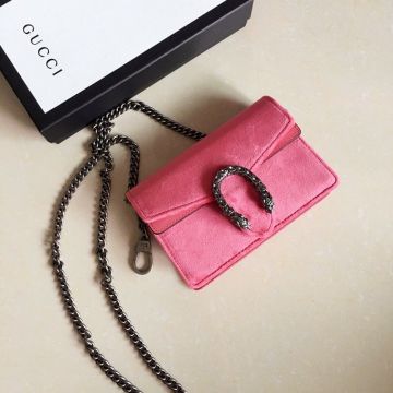 For Sale Pink Suede Flap Crystal Tiger Head Logo Dionysus—Copy Gucci Super Cute Women'S Mini Shoulder Bag