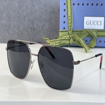 Top Sale Dark Ruthenium Metal Frame House Web Detail Double Nose Bridges Specialized Fit - Gucci Men's Navigator Sunglass For Sale
