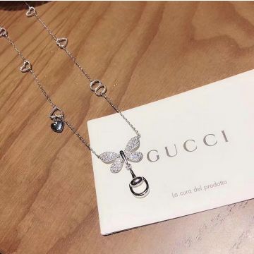 Counterfeit Gucci Ghost Butterfly Pendant Paved Diamonds Stylish Silver Necklace Best Present Sale Malaysia