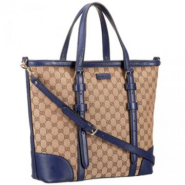 Classic Gucci GG Narrow Blue Arm-Carry Strap Ladies Medium Canvas Tote Bag In USA