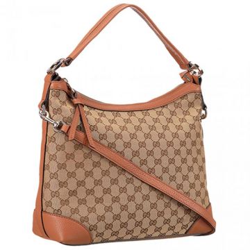 Gucci Miss GG Top Handle Silver Hardware Ladies Original Canvas Brown Leather Fashion Tote Bag 