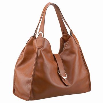 Gucci Stirrup Gold-toned Buckle Slim Center Belt Closure Womens Soft Tan Leather Large Shoulder Bag