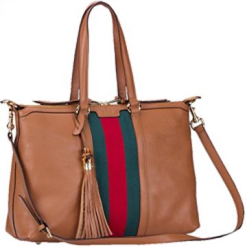 High Quality Gucci Rania Web Flat Top Handles Red-Green Web Design Tan Leather Shoulder Bag