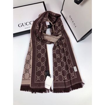 Imitation Gucci Tassel Trimming Rhombi Design GG Jacquard Fall Thermal Cotton Kerchief Female Reversible Scarf
