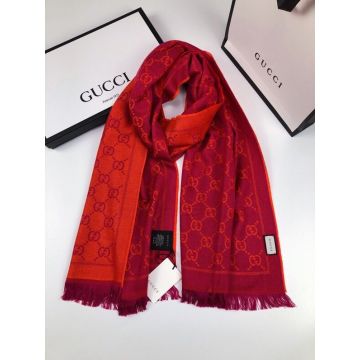 Winter Fashion Gucci GG Jacquard Motif Reversible Design Women's Tassel Detail High Quality Long Cashmere  Scarves Online