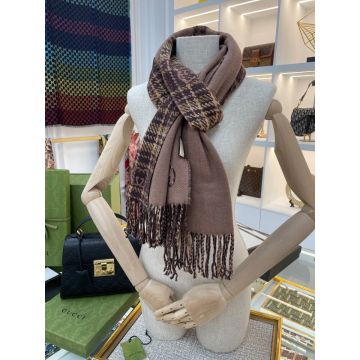 Casual Style GG Logo & Braided Stripe Tassel Design Unisex Cashmere Double Jacquard Scarf -  Gucci Rectangle Wool Versible Chawl