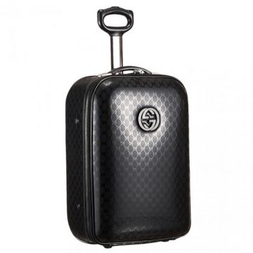 Gucci Black Hardsided Wheeled Luggage Double G Signature Collapsible Handle Men And Women Price