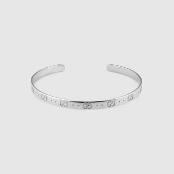 Hot Selling Gucci Icon 925 Sterling Silver Interlocking GG Motif  Cuff Bangle 18K White Gold Luxury Jewellery For Ladies 434524 J8502 9000