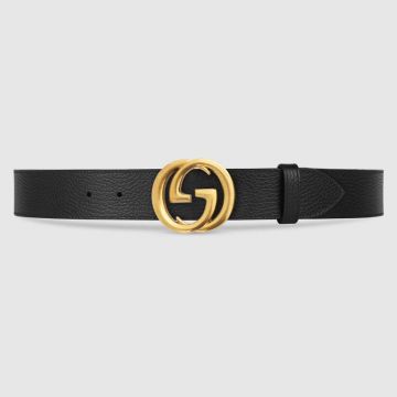 2022 Gucci Black Calfskin Leather 3.8CM Belt With Hardware Interlocking G Buckle Affordable Price 474347 CAO0T 1000