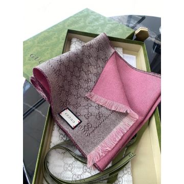 Hot Selling Beige GG Jacquard Pink Pure Colour Back Logo Tabel Decoration - Women's  Gucci Tassel Style Long Wool Scarf 