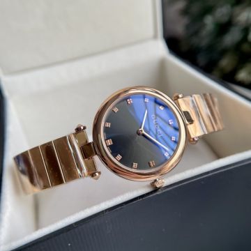 Hot Selling Diamantissima Swiss Quartz Square Markers Black Dial Smooth Bezel - Replica Gucci 32MM Female Rose Gold Watch