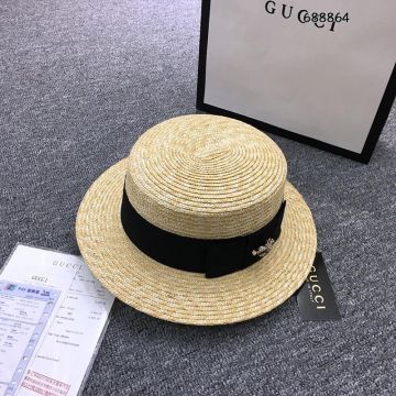 Celebrity Style Gucci Black And Gold Lurex Papier Grosgrain Band And Bow Metal Bee Detail Hat For Women