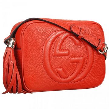 2022 Hot Selling Gucci Soho Tassel Zipper Red Cowhide Leather Disco Bag  308364 A7M0G 6523