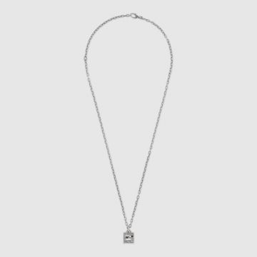 Copy Gucci Intricate Square Engraving Arabesque G Pendant Interlocking G Detail Women'S Silver Necklace 552768 J8400 0811