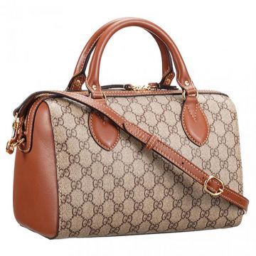 Gucci Tian GG Supreme Boston Bag Brown Narrow Belt Shopping Dating Price Malaysia 409529 KLQHG 8526