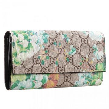 Vogue Gucci Blooms Canvas Flap Wallet  Green Flowers For LA Women Nice Price 