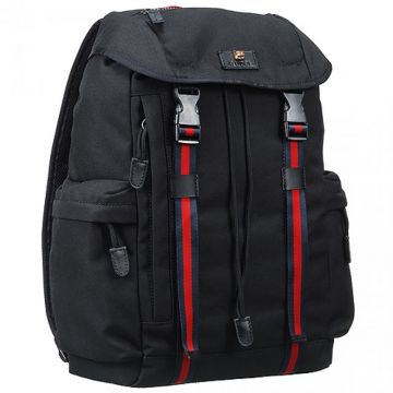 ‎Gucci Techno Black Canvas Backpack Flap Closure Green & Red Shoulder Strap Men And Women 429037 K1N1X 1072