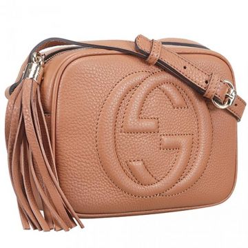 Cheapest Womens Chic Gucci Soho Disco Zipper Top Tassel Trimming Tan Leather Shoulder Bag 308364 A7M0G 2754