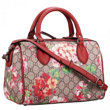 Gucci Red Blooms Supreme Canvas Boston Bag Top Handle Elegant Style 2018 New Fashion Lady