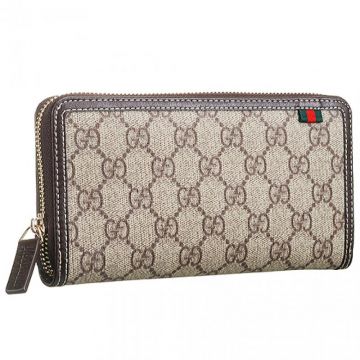 Top Selling Replica Gucci  Signature Canvas Gold around zip Cardholder Gift For Father 