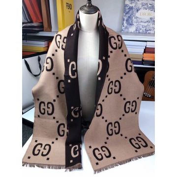 Hot Selling Oversized GG Jacquard Tassel Style 35*180cm Scarf -  Gucci Wool Silk Long Shawl For Ladies