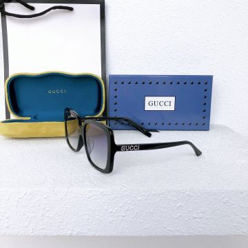  Gucci GG0418S Solid Black Frame Blue Resin Lens Black Temples Diamond GUCCI Lettering Women Eyeglass Discount