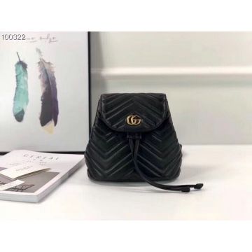 Top Sale Gucci GG Marmont Matelassé Double G Buckle Ladies Black Leather Quilted Backpack 528129 DRW4T 1000