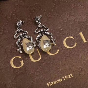 Gucci Lion Head Drop Earrings Pearls With Cat Pattern Vintage Style Online Shopping Review UK