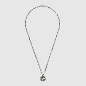 Gucci Twisted Double G Pendant Interlocking G Texture Detail Striped Chainsterling Silver Aged Finish Necklace For Men604155 J8400 0811