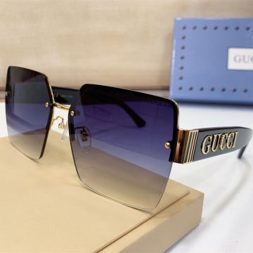 Hot Selling Oversized 3D Logo Pattern Red Green Stripe Detail Square Lens Wide Temple -  Gucci Half Frame Unisex Sunglass Online