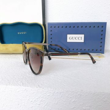Cheapest Round Leopard Frame Light Purple Resin Lens Stacked GG & Red-green Striped Legs GG0077SK -  Gucci Neutral Sunglasses