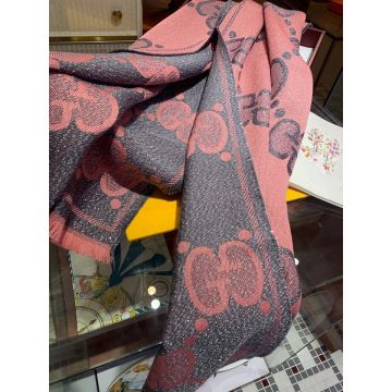 Women's Best Quality Dark Grey And Pink GG Wool Lamé Jacquard Long Scarf -  Gucci Oversized Logo Pattern Chawl ‎598993 3GC15 1272