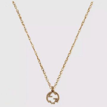 Unisex Gucci Aged Brass Engraved Pattern Interlocking G Necklace For Lovers For Winter And Autumn Online