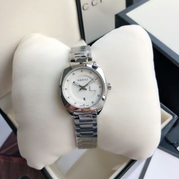 Best Quality Large G Motif White Dial Diamonds Scales Squared Bezel 29MM GG2570 - Gucci Women's Polished Stainless Steel Watch Online