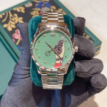 Best Price G - Timeless Kingsnake Printing Green Dial Studs Scales Stainless Steel Bracelet - Gucci 38MM Female Garden Watch