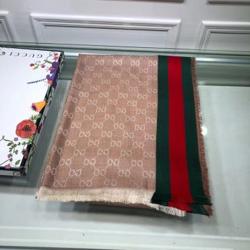 Gucci Classic Logo Design With Red And Green Stripes Embellished Delicate Printing And Dyeing Velvet Scarf For Sale