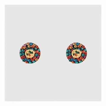 2018 Luxury Gucci  Multi-color Crystals Interlocking Gold-tone G Earrings  515275 I1359 8521