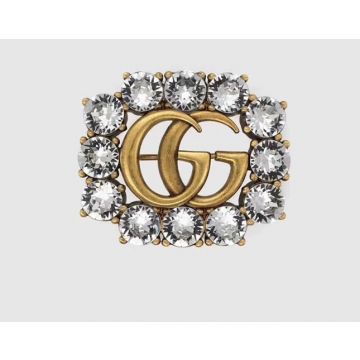 Designer Gucci Replicated Durable Metal Double G Crystals Brooch Sale Price Online 506171 J1D50 8062