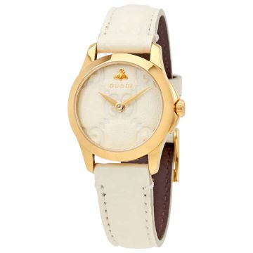 2022 Best G-Timeless Signature Leather Dial & Strap Shiny Golden Bezel - Gucci Fake Unisex White Fashion Timing Tool 38MM 561372 IAMB0 8759